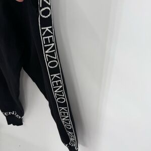 KENZO Jogger Pants Women's Black Spell Out Logo Knit Drawstring Size XS